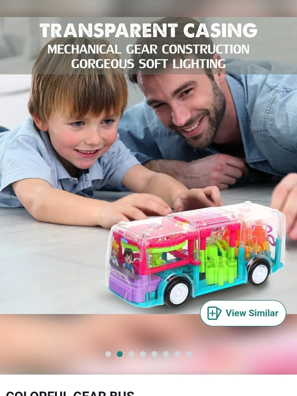 Transparent 3D Bus Toy Mechanical Bus Sound and Light Toy for 2-5 Years Kids - Picture 6 of 8